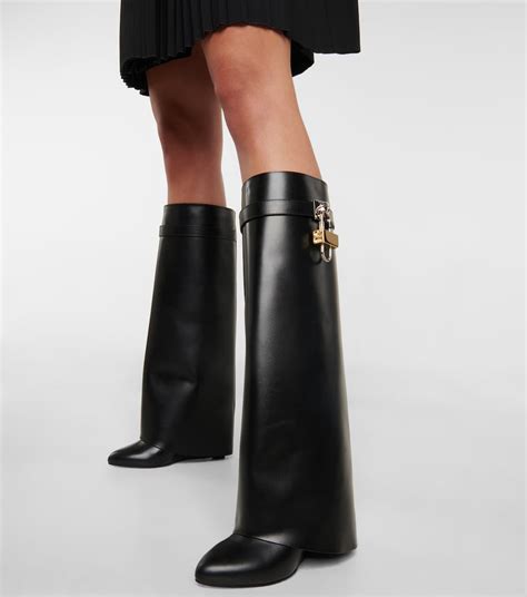 givenchy black knee high boots|Givenchy shark lock biker boots.